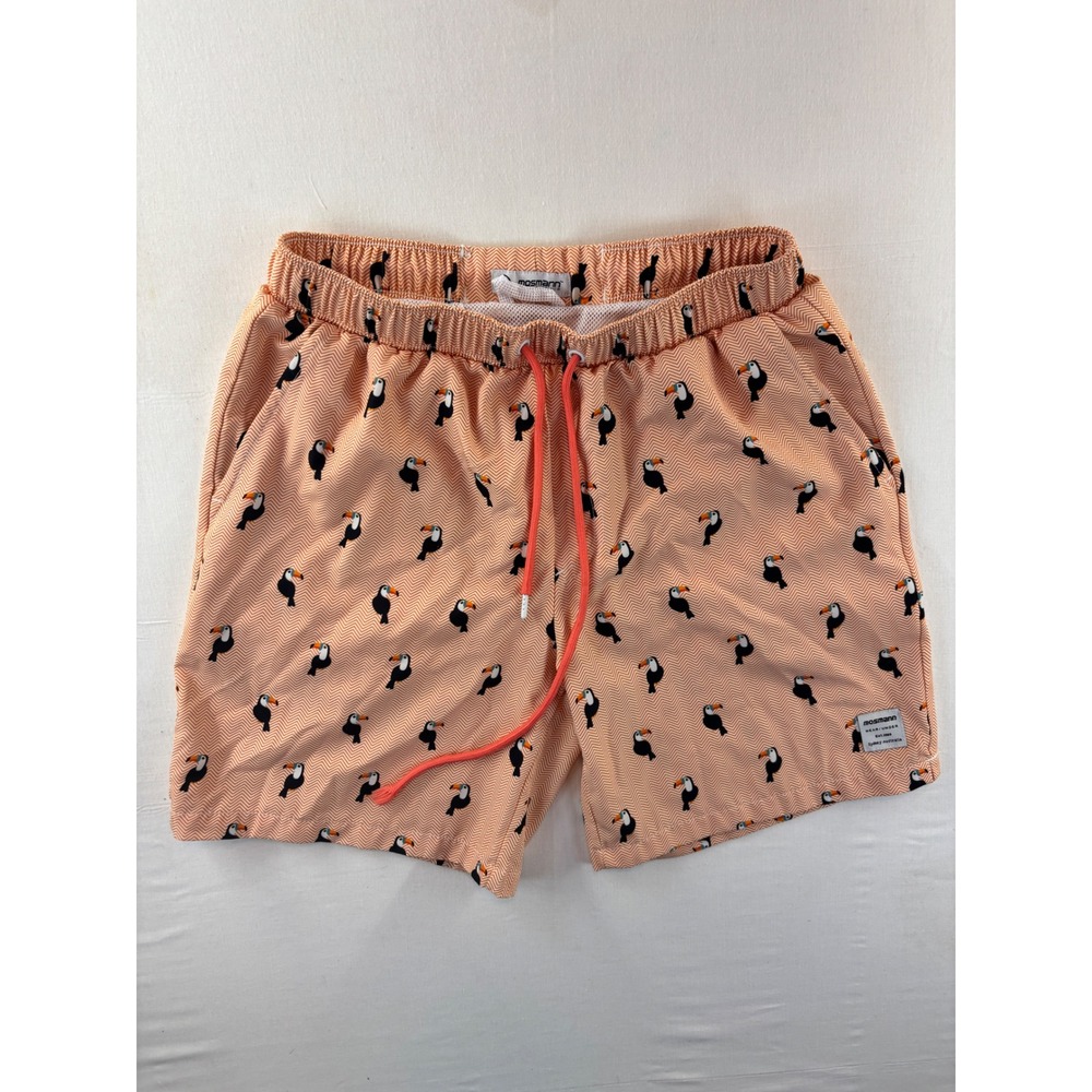 Mosmann Australia Mens Toucan Print Swim Trunks Orange Small Beach Shorts